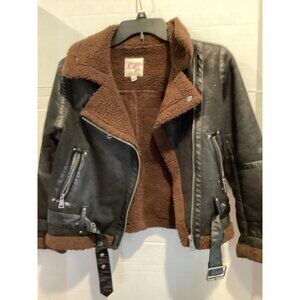 Girls GB Girls Black Faux Leather Coat Size Medium